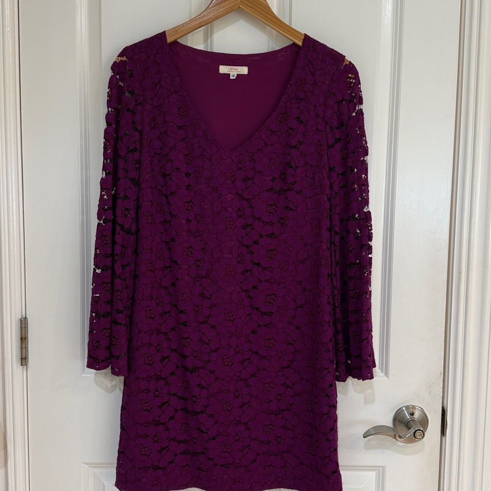 Trina Turk Purple Lace Midi Dress